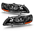 1999 Honda Accord - Driver and Passenger Side Halogen Headlight, Without bulb(s), Bulbs Are Not Included, Clear Lens, Black Interior, Crystal Series