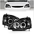 121057 Driver and Passenger Side Halogen Headlight, With bulb(s), Clear Lens, Black Interior, Halo Projector Series