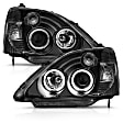 121057 Driver and Passenger Side Halogen Headlight, With bulb(s), Clear Lens, Black Interior, Halo Projector Series