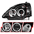 121057 Driver and Passenger Side Halogen Headlight, With bulb(s), Clear Lens, Black Interior, Halo Projector Series