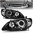 121059 Driver and Passenger Side Halogen Headlight, With bulb(s), Clear Lens, Black Interior, Halo Projector Series