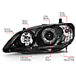 121059 Driver and Passenger Side Halogen Headlight, With bulb(s), Clear Lens, Black Interior, Halo Projector Series