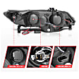 121062 Driver and Passenger Side Halogen Headlight, With bulb(s), Clear Lens, Black Interior, Halo Projector Series