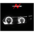 121062 Driver and Passenger Side Halogen Headlight, With bulb(s), Clear Lens, Black Interior, Halo Projector Series