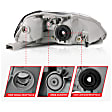 121067 Driver and Passenger Side Halogen Headlight, Without bulb(s), Clear Lens, Black Interior, Crystal Series