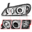 121078 Driver and Passenger Side Halogen Headlight, With bulb(s), Clear Lens, Chrome Interior, Halo Projector Series