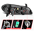121078 Driver and Passenger Side Halogen Headlight, With bulb(s), Clear Lens, Chrome Interior, Halo Projector Series