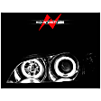 121078 Driver and Passenger Side Halogen Headlight, With bulb(s), Clear Lens, Chrome Interior, Halo Projector Series