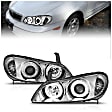 121078 Driver and Passenger Side Halogen Headlight, With bulb(s), Clear Lens, Chrome Interior, Halo Projector Series
