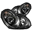 121079 Driver and Passenger Side Halogen Headlight, With bulb(s), Clear Lens, Black Interior, Projector Series