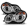 121080 Driver and Passenger Side Halogen Headlight, With bulb(s), Clear Lens, Chrome Interior, Projector Series
