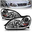121092 Driver and Passenger Side Halogen Headlight, With bulb(s), Clear Lens, Chrome Interior, Projector Series