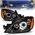 121102 Driver and Passenger Side Halogen Headlight, With bulb(s), Clear Lens, Black Interior, Halo Projector Series