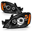 121102 Driver and Passenger Side Halogen Headlight, With bulb(s), Clear Lens, Black Interior, Halo Projector Series