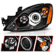 121102 Driver and Passenger Side Halogen Headlight, With bulb(s), Clear Lens, Black Interior, Halo Projector Series