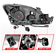 121102 Driver and Passenger Side Halogen Headlight, With bulb(s), Clear Lens, Black Interior, Halo Projector Series