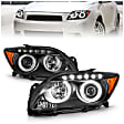 121119 Driver and Passenger Side Halogen Headlight, With bulb(s), Clear Lens, Black Interior, Halo Projector Series
