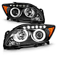 121119 Driver and Passenger Side Halogen Headlight, With bulb(s), Clear Lens, Black Interior, Halo Projector Series