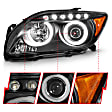 121119 Driver and Passenger Side Halogen Headlight, With bulb(s), Clear Lens, Black Interior, Halo Projector Series