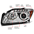 2005 Scion tC - Driver and Passenger Side Halogen Headlight, With bulb(s), Ccfl, Clear Lens, Chrome Interior, Halo Projector Series