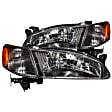 121131 Driver and Passenger Side Halogen Headlight, With bulb(s), Clear Lens, Black Interior, Crystal Series