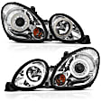 2004 Lexus GS300 - Driver and Passenger Side Halogen Headlight, With bulb(s), 4-Door, Ccfl; For Use With Non Hid Models Only, Clear Lens, Chrome Interior, Halo Projector Series