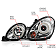 2004 Lexus GS300 - Driver and Passenger Side Halogen Headlight, With bulb(s), 4-Door, Ccfl; For Use With Non Hid Models Only, Clear Lens, Chrome Interior, Halo Projector Series