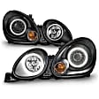 121144 Driver and Passenger Side Halogen Headlight, With bulb(s), Clear Lens, Black Interior, Halo Projector Series