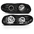 121160 Driver and Passenger Side Halogen Headlight, With bulb(s), Clear Lens, Black Interior, Halo Projector Series