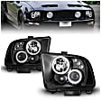 121166 Driver and Passenger Side Halogen Headlight, With bulb(s), Clear Lens, Black Interior, Halo Projector Series