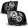121166 Driver and Passenger Side Halogen Headlight, With bulb(s), Clear Lens, Black Interior, Halo Projector Series