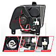 121166 Driver and Passenger Side Halogen Headlight, With bulb(s), Clear Lens, Black Interior, Halo Projector Series