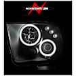 121166 Driver and Passenger Side Halogen Headlight, With bulb(s), Clear Lens, Black Interior, Halo Projector Series