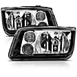 121169 Driver and Passenger Side Halogen Headlight, Without bulb(s), Clear Lens, Black Interior, Crystal Series