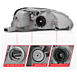 121179 Driver and Passenger Side Halogen Headlight, Without bulb(s), Clear Lens, Chrome Interior, Crystal Series