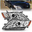 121180 Driver and Passenger Side Halogen Headlight, With bulb(s), Clear Lens, Chrome Interior, Halo Projector Series