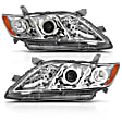 121180 Driver and Passenger Side Halogen Headlight, With bulb(s), Clear Lens, Chrome Interior, Halo Projector Series