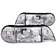 121195 Driver and Passenger Side Halogen Headlight, With bulb(s) - Clear Lens Chrome Interior