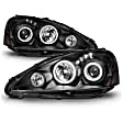 121197 Driver and Passenger Side Halogen Headlight, With bulb(s), Clear Lens, Black Interior, Halo Projector Series