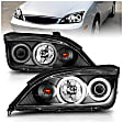 121198 Driver and Passenger Side Halogen Headlight, With bulb(s) - Clear Lens Black Interior, Projector, CCFL Halo