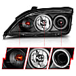 121198 Driver and Passenger Side Halogen Headlight, With bulb(s) - Clear Lens Black Interior, Projector, CCFL Halo