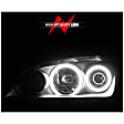121198 Driver and Passenger Side Halogen Headlight, With bulb(s) - Clear Lens Black Interior, Projector, CCFL Halo