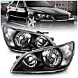 121210 Driver and Passenger Side Halogen Headlight, With bulb(s), Clear Lens, Black Interior, Crystal Series