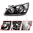 121210 Driver and Passenger Side Halogen Headlight, With bulb(s), Clear Lens, Black Interior, Crystal Series