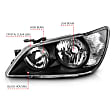 121210 Driver and Passenger Side Halogen Headlight, With bulb(s), Clear Lens, Black Interior, Crystal Series