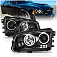 2007 Dodge Charger - Driver and Passenger Side Halogen Headlight, With bulb(s), Ccfl, Clear Lens, Black Interior, Halo Projector Series