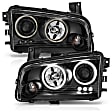 2007 Dodge Charger - Driver and Passenger Side Halogen Headlight, With bulb(s), Ccfl, Clear Lens, Black Interior, Halo Projector Series