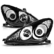 121232 Driver and Passenger Side Halogen Headlight, With bulb(s), Clear Lens, Black Interior, Halo Projector Series