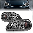 121234 Driver and Passenger Side Halogen Headlight, Without bulb(s), Clear Lens, Gun Metal Interior, Crystal Series