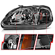 121234 Driver and Passenger Side Halogen Headlight, Without bulb(s), Clear Lens, Gun Metal Interior, Crystal Series